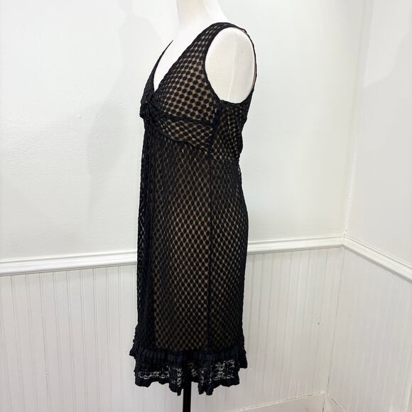 Max Studio Size S Babydoll Dress Y2K Sheer Mesh Black Polka Dot Whimsigoth - Picture 13 of 14